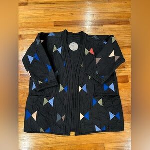 black haptic lap butterfly quilt cotton coat
